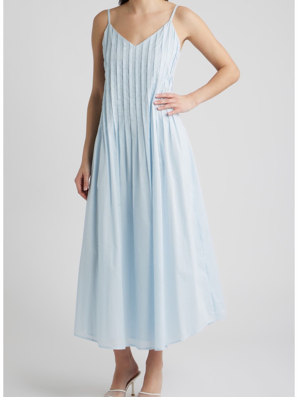 PARKER Light Blue V-Neck Spaghetti Strap Maxi Dress